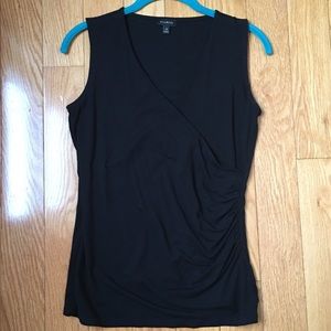 Talbots XS Black Side Ruched Sleeveless Top